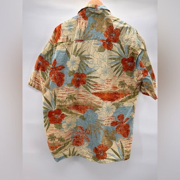 Pierre Cardin VTG Tropical Hawaiian Shirt Yellow/Green Cotton L - Picture 4 of 6